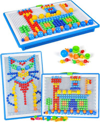 AUAUY 296 Piezas Colorido Mosaicos Infantiles, Tablero Clavos Hongos Juegos