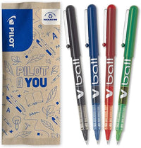 PILOT - Set di 4 V-Ball 05 - Penne Roller con Inchiostro Liquido - Punta Conica Fine per una Scrittura Fluida e Precisa - Asciugatura rapida - Nero, Blu, Rosso, Verde - Punta Fine
