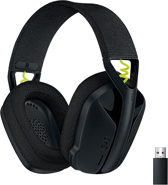 Logitech G G435 LIGHTSPEED, auriculares inalámbricos y Bluetooth para gaming - Auriculares ligeros circumaurales, micrófonos integrados, Dolby Atmos, PC, PS4, PS5,Nintendo Switch/Switch 2, móvil-Negro