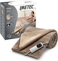 Imetec Adapto Elegance, Plaid Calefactable, Manta Eléctrica,Tejido Suave 180 x 140 Cm,Ahorro Energético,Tecnología Adapto, Óptimo, Calentamiento Rápido, 6 Temperaturas, Lavable,Marrón, 1.75 kilograms