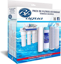 Pack de 4 Filtros ósmosis. Pack de Recambio de Filtros compuesto por 1 de Sedimentos, 1 de Carbón GAC, 1 de Carbón Block, 1 Post Filtro de Coco. Bbagua.