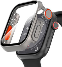 Diruite Funda para Apple Watch Series 9/8/7 45mm Cristal Templado Protector Pantalla,Apariencia Creativa HD Protección Completa PC Dura Carcasa para iWatch 45mm Case