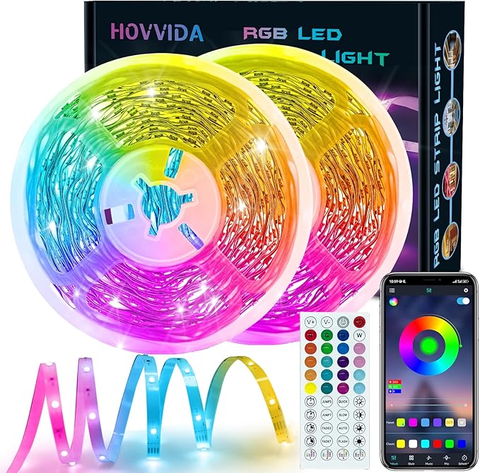HOVVIDA Tira LED 30m, RGB Luces LED 30m, 150 LED, LED 30m, 30 LED/Metro