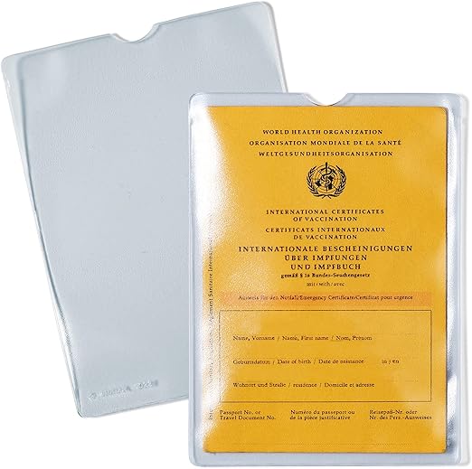 HERMA 1332 Fundas transparentes para carné de vacunación, 10 unidades, funda para carné de vacunación antigua, soporte para tarjetas de crédito para proteger libros de ahorros, documentos en formato