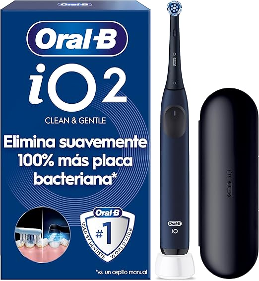 Oral-B iO 2 Cepillo de Dientes Eléctrico Azul Mar, 1 Cabezal, 1 Estuche De Viaje, 3 Modos De Cepillado, Sensor De Presión y Temporizador, Diseñado por Braun, Edición Limitada