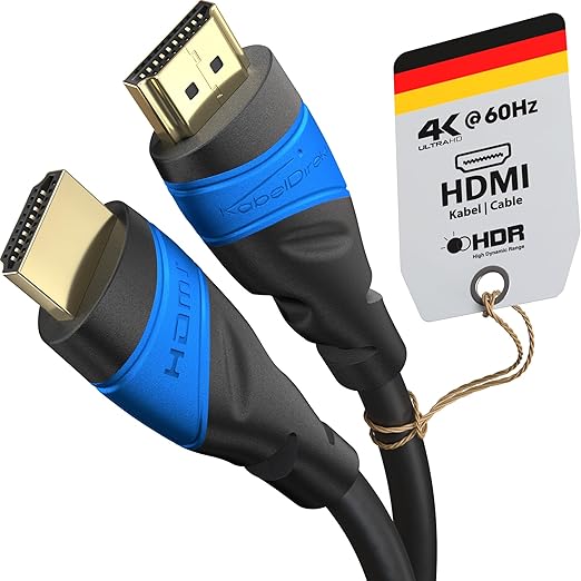 KabelDirekt – Cable HDMI 4K – 7,5m y longitudes mayores (7,5m–22,5m) – Cable HDMI diseñado en Alemania – Soporta 4K@60Hz, UHD, HDR, ARC, Ethernet – HDMI Cable para TV, PC, PS5, Xbox, Switch
