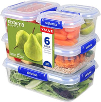 Sistema KLIP IT PLUS recipientes para guardar alimentos | Juego de recipientes herméticos de 6 unidades (2 x 400 ml3 x 1 l1 x 2,2 l) | Sellado a prueba de fugas | Clips de cierre sencillo