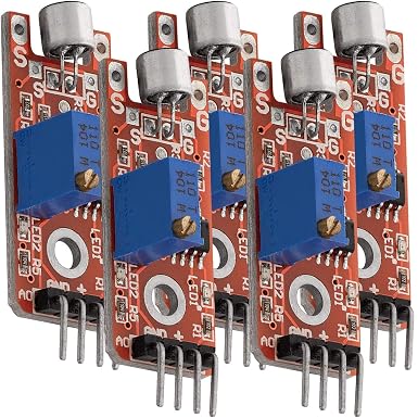 AZDelivery 5 x KY-038 Micrófono Detección de Sonido de Alta Sensibilidad Módulo Pequeño Compatible con Arduino con E-Book Incluido!