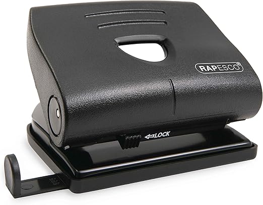 Rapesco PF8700B1 Perforadora de 2 Agujeros 820-P con Protección Antibacteriana, 22 Hojas de Capacidad, Negro