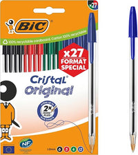 BIC Cristal Original Bolígrafos de Punta Media (1,00 mm) - Colores de Tinta Surtidos, Caja de Edición Especial de 27