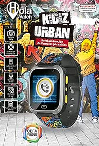 Cefa Toys - Reloj Inteligente Holawatch Urban Black, Entretenimiento para Niños y Seguridad para Padres, Conectividad 2G, Localización LBS, Tarjeta SIM, Pantalla Táctil, Cámara, Juegos y Llamadas