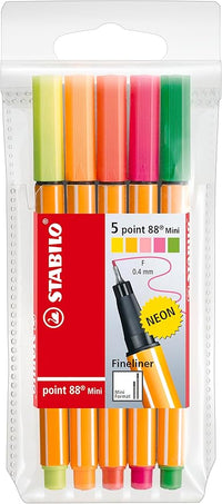 STABILO - Fineliner - point 88 Mini - 5er Pack - mit 5 verschiedenen Neonfarben