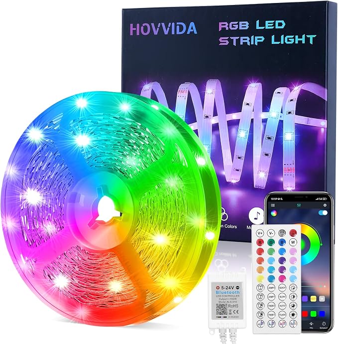 HOVVIDA Tira LED 15m, RGB Luces LED 15m, 150 LED, LED 15m, 30 LED/Metro