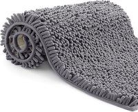 Alfombra baño de Microfibra, Alfombrilla de Pelo,Longitud 70 x 120 cm, Suave, Antideslizante,Gris Oscuro