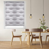 Blindecor Luna. Estor enrollable de doble capa ondulado, Noche y Día. Plata, 52X150 cm (ancho x largo). Tamaño de la tela 49X145 cm (ancho x largo)