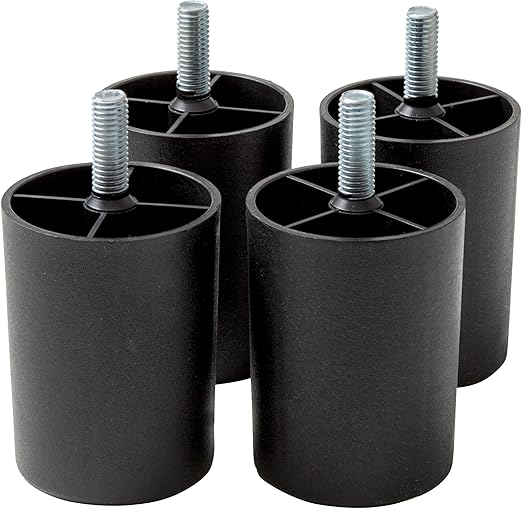 IPEA 4X Piedini in Plastica per Divani e Mobili – Altezza 60 mm – Set di 4 Piedi con Vite per Poltrone Armadi – Gambe – Colore Nero – Alti 6 cm