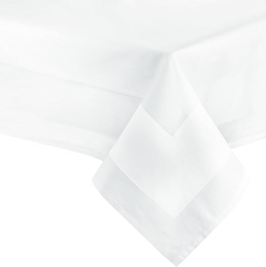 ZOLLNER Mantel Blanco Cuadrado de algodón, 210x210 cm, con Orla Satinada