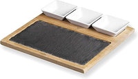 Lacor 61042 - Tabla Pizarra & Bambú con cuencos cerámicos para salsas