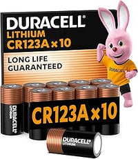 Duracell CR123 pilas de litio de alta potencia 3 V (paquete de 10) (CR123A/CR17345) – Larga duración – Cámaras, linternas, detectores de humo y otros – 10 años de vida útil - Prevención de fugas
