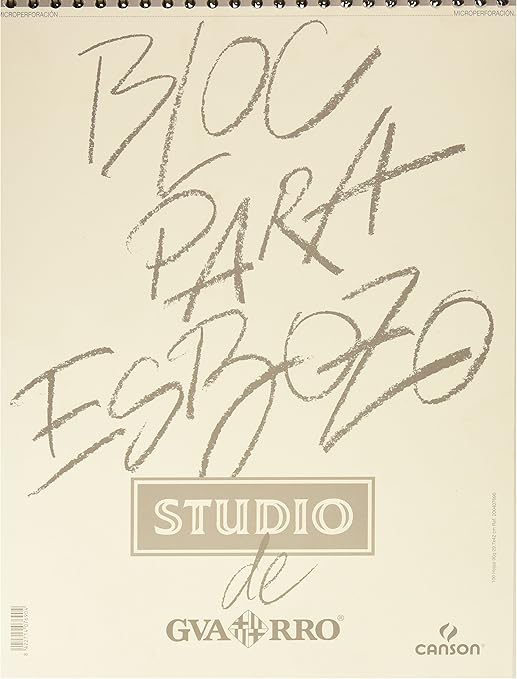 Canson Guarro Esbozo, Papel de boceto blanco, Grando ligero, 90g, Espiralados sobre el lado corto, A3-29,7x42cm, Blanco natural, 100 hojas