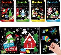 DERAYEE Juego de 4 cuadernos de Navidad para rascar, libros para colorear de Navidad, notas mágicas para rascar, blocs de papel con lápiz capacitivo de madera para recuerdos de fiesta de vacaciones