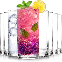 KICHLY Paquete de 8 vasos de plástico transparente, cada vaso tiene una capacidad de 16 onzas, vasos de plástico reutilizables y sin BPA para agua, zumo y otras bebidas