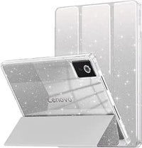 INFILAND Funda para Lenovo Idea Tab 11 Pulgadas 2025 (TB336ZU/336FU) / Moto Pad 2026, Cubierta Protectora Delgada Transparente con Brillos y Portaplumas, Bonita para Niños, Niñas y Mujeres (Plata)
