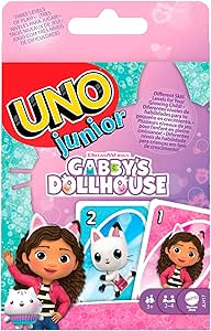 UNO Junior Jeu de Cartes Gabby et la Maison Magique pour Jouer Entre Enfants, Lors des soirées en Famille, en Vacances ou en Voyage, JLH17