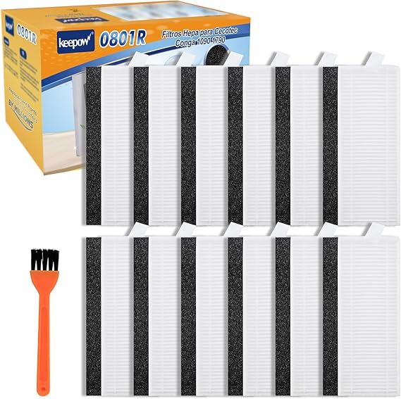 KEEPOW 12 Filtros Hepa para Cecotec Conga Excellence 1090/1099, Recambios para Conga 1790 Robot Aspirador, Accesorios Aspirador para Conga 1090, Eficiente Filtro Hepa Aspiradora para Conga 1090