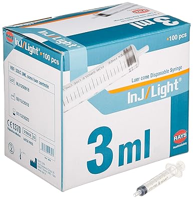 GIMA Rays, Jeringa Sin Aguja, Cono Luer Central, 3 Ml, Paquete De 100 Piezas