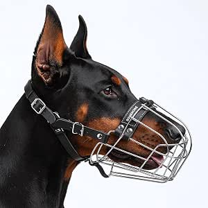BRONZEDOG Bozal de Alambre para Perros de Pastor alemán para Perros medianos y Grandes, Cesta de Metal Duradera Ajustable para morder, Masticar ladridos (L)