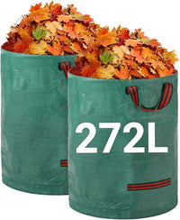 Velway Bolsas de residuos de jardín de alta resistencia - 272L x 2Pack Bolsas de jardín reutilizables con asas - Tela industrial para hojas basura escombros - Bolsas de basura de jardín impermeables