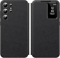 Funda para Samsung S24 Ultra Smart View Wallet Smartphone Case, para Samsung Galaxy S24 Ultra Funda Clear View, Espejo Flip Flip Tarjetero, Ventana, para Samsung S24 Ultra Funda Smart View