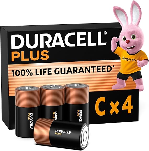 Duracell Plus C Batterien, LR14, 4 Stück, Duracell Batterien C für Alltagsgeräte