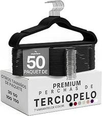 Utopia Home Premium Perchas Terciopelo (Negro, Paquete de 50)
