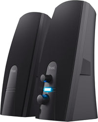 Trust 22915 Almo Sistema de Altavoces PC 2.0 Estéreo, 10 W, Alimentación USB, Conexión para Auriculares, Set de Altavoces para Ordenador, Portátil, Negro, Jack 3.5 mm