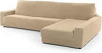 FAVERTI® Funda Super Elástica Chaise Longue Brazo Largo Derecho (Visto de Frente) | Modelo NOVELE | Beige | Protector de Calidad de Tejido Jacquard Tacto algodón