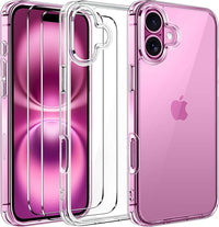 ivoler Clara Funda para iPhone 16 6.1-Inch, con 2 Piezas Cristal Templado y Marco de Instalación, [Protección Militar] Anti-Amarillo Carcasa Antigolpes Bumper Case Cover - Transparente