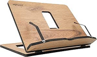 Vigo Wood Atril de Madera - MDF Premium de 8 mm, Diseño Plegable y 5 ángulos de lectura diferentes - Mejora tu Experiencia de Lectura, Úsalo como Soporte para Libros de Cocina, Recetario (Roble)