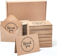 Tarjetas para notas de Agradecimiento con Sobres, Interior blanco - Paquete de 120