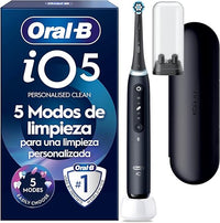 Oral-B iO 5 Cepillo De Dientes Eléctrico Negro Con 1 Cabezal Y 1 Estuche De Viaje, 5 Modos De Cepillado Con Blanqueamiento Dental, Sensor De Presión y Temporizador, Diseñado Por Braun