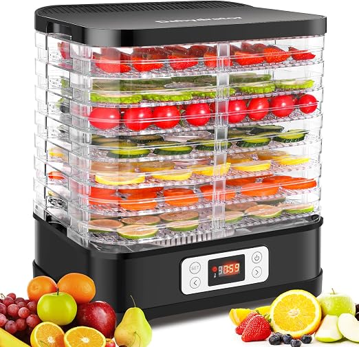 Deshidratador de alimentos de acero inoxidable con 8 bandejas.