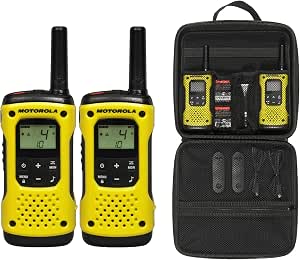 MOTOROLA Solutions - Lotto di 2 Walkie Talkie - TALKABOUT T92 - PMR446 - Negro/Giallo - Lungo raggio - Indice IP67 - Funzioo con Batería