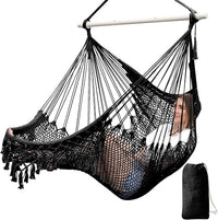 Chihee Columpios Hamaca Silla Súpara Grande Silla Colgante Tejido de Cuerda de Algodón Hilado Suave Silla, Colapsable Fuerte Barra de Metal Spreader Asiento Ancho Encaje Stretch Swing Silla