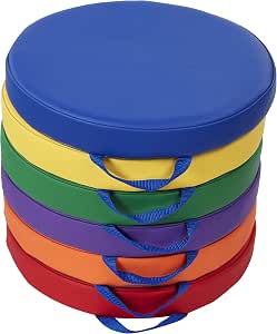 Factory Direct Partners SoftScape - Cojines Redondos de Suelo de 15 Pulgadas con Asas para Asientos Flexibles en aulas, Espuma de Lujo de 2 Pulgadas de Grosor (6 Piezas) - Surtido