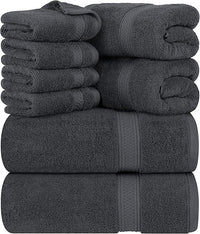 Utopia Towels - Juego de Toallas Premium de 8 Piezas, 2 Toallas de Baño, 2 Mano y 4 Toallitas - Algodón - para Casas, Hoteles y Spas, Altamente Absorbentes (Gris)