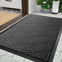 Yimobra Felpudo para exterior resistente y duradero, fácil de limpiar, resistente al agua, 75 x 43 cm, color negro