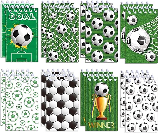 CC HOME 24 mini blocs de notas para niños, fútbol, regalos para invitados, mini cuadernos, espirales, blocs de notas para niños, fútbol, cumpleaños, fiestas, aulas, fiestas