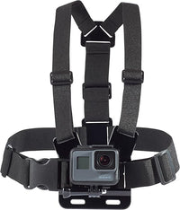 Amazon Basics Arnés de Pecho Ajustable para GoPro y Cámaras de Acción, Ligero y Cómodo, Negro
