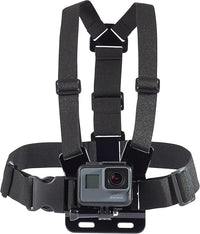 Amazon Basics - Verstellbares Brustgurt-Halterungsset für GoPro- und Actionkameras, Leicht & Bequem, Schwarz
